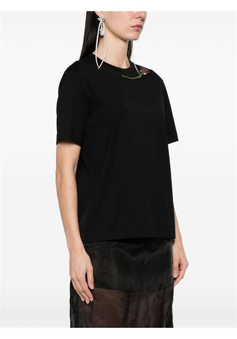 Black flower-embellished T-shirt Simone Rocha - women SIMONE ROCHA | 5342B0553BLKRDMLT